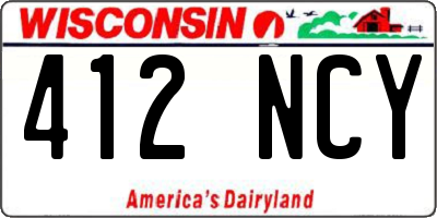 WI license plate 412NCY