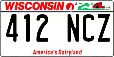 WI license plate 412NCZ