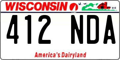WI license plate 412NDA