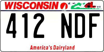 WI license plate 412NDF
