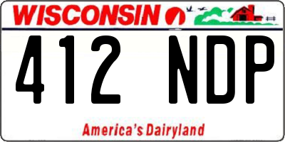 WI license plate 412NDP