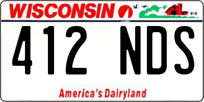 WI license plate 412NDS