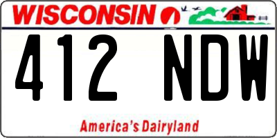 WI license plate 412NDW