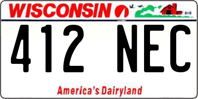 WI license plate 412NEC