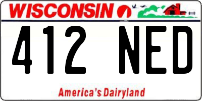 WI license plate 412NED