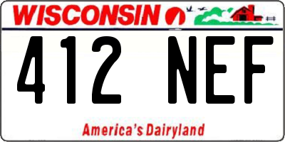 WI license plate 412NEF
