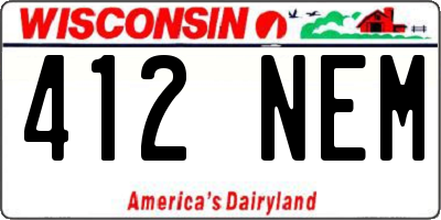 WI license plate 412NEM