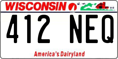 WI license plate 412NEQ