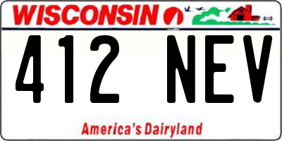 WI license plate 412NEV