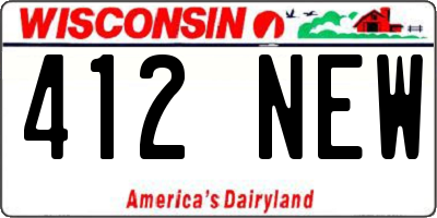 WI license plate 412NEW