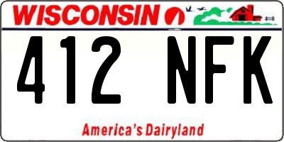 WI license plate 412NFK