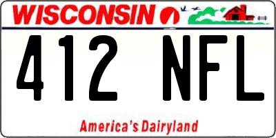 WI license plate 412NFL