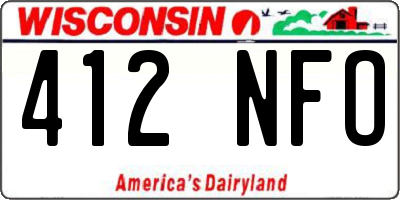 WI license plate 412NFO