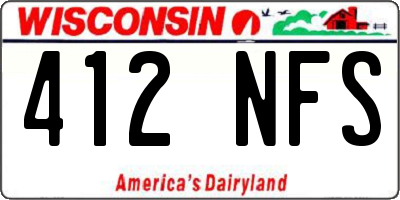 WI license plate 412NFS