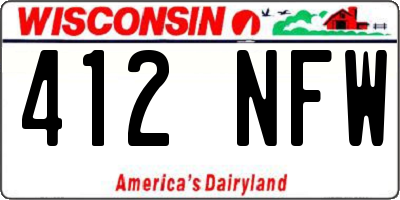 WI license plate 412NFW