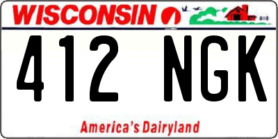 WI license plate 412NGK