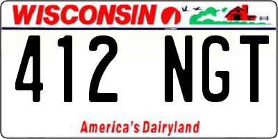 WI license plate 412NGT