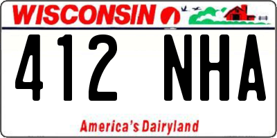 WI license plate 412NHA