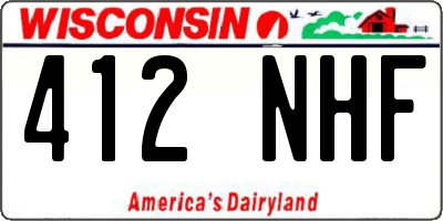 WI license plate 412NHF