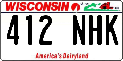WI license plate 412NHK