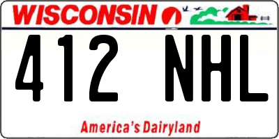 WI license plate 412NHL