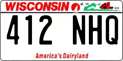 WI license plate 412NHQ