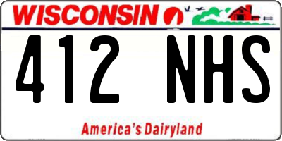 WI license plate 412NHS