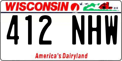 WI license plate 412NHW