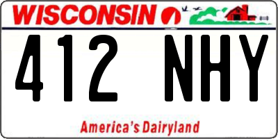 WI license plate 412NHY