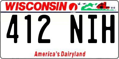 WI license plate 412NIH