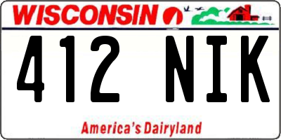 WI license plate 412NIK