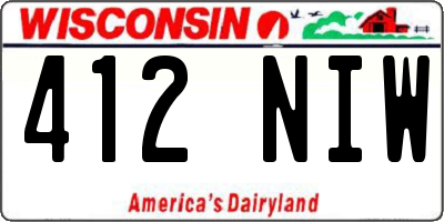 WI license plate 412NIW