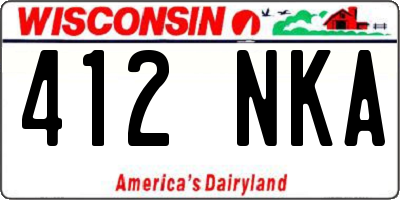WI license plate 412NKA
