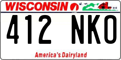 WI license plate 412NKO