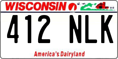WI license plate 412NLK