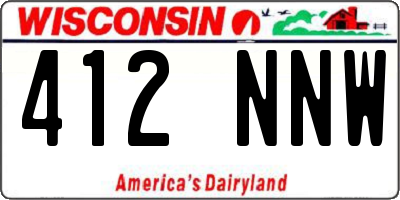 WI license plate 412NNW