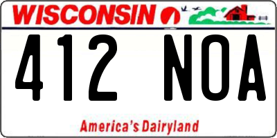 WI license plate 412NOA