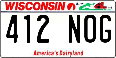 WI license plate 412NOG