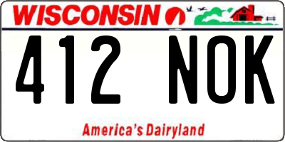 WI license plate 412NOK