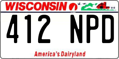 WI license plate 412NPD
