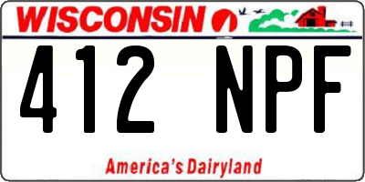 WI license plate 412NPF