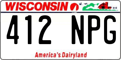 WI license plate 412NPG