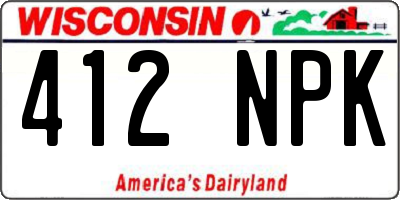 WI license plate 412NPK