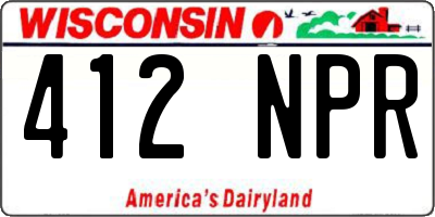 WI license plate 412NPR