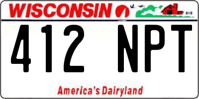 WI license plate 412NPT