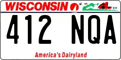 WI license plate 412NQA