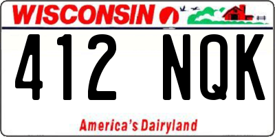 WI license plate 412NQK
