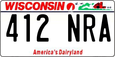 WI license plate 412NRA