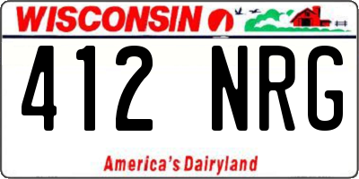 WI license plate 412NRG