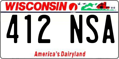 WI license plate 412NSA